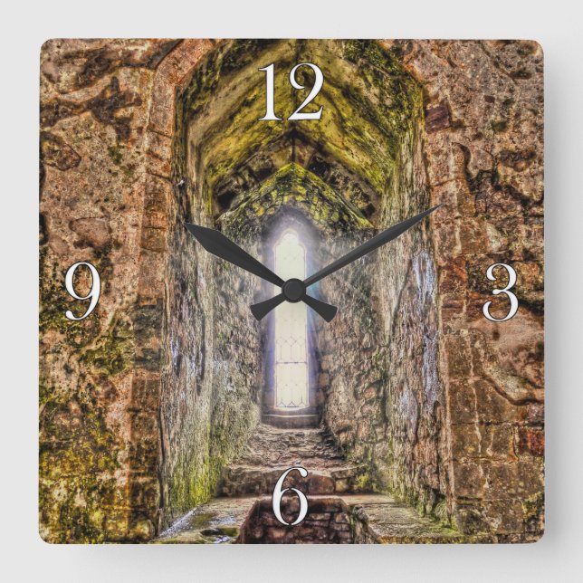 Ancient Historic Sites, Castle Ruins of Britain Square Wall Clock (Front)