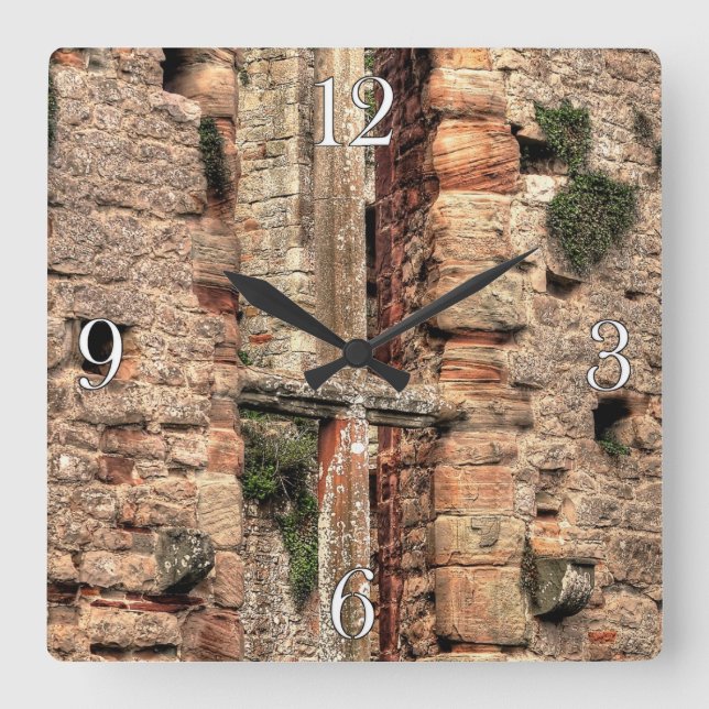 Ancient Historic Sites, Castle Ruins of Britain Square Wall Clock (Front)