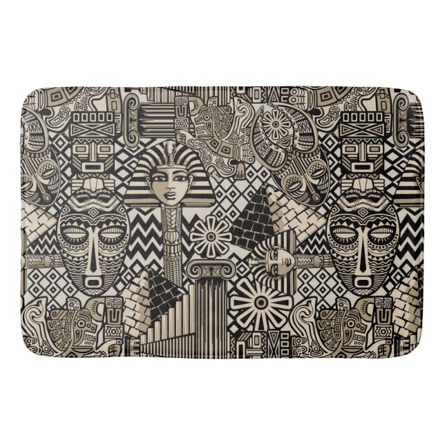 Ancient Historical Symbols Tattoo Style Bath Mat (Front)