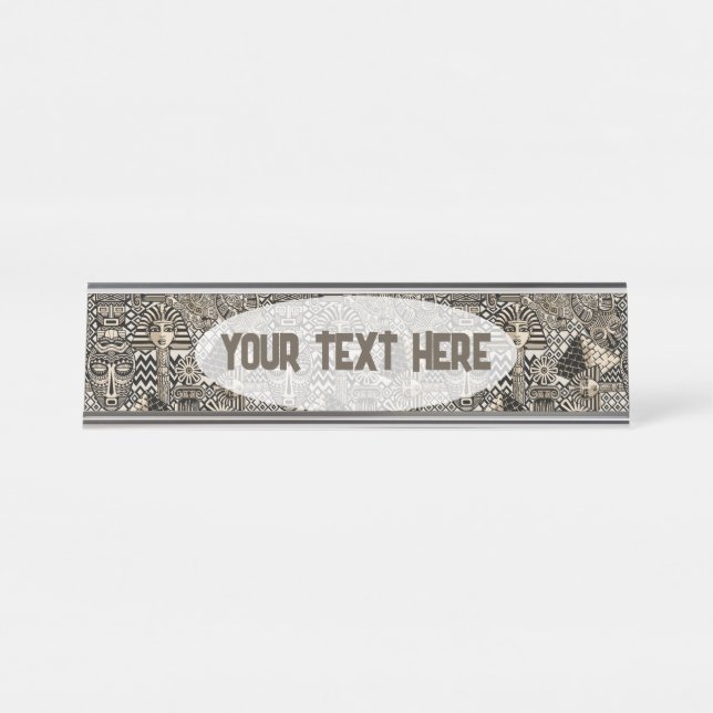 Ancient Historical Symbols Tattoo Style Desk Name Plate (Front)