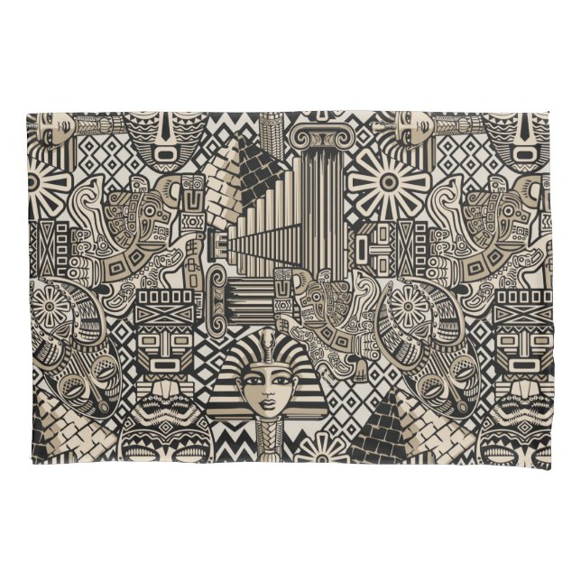 Ancient Historical Symbols Tattoo Style Pillowcase (Front)