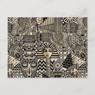 Ancient Historical Symbols Tattoo Style Postcard