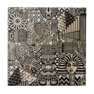Ancient Historical Symbols Tattoo Style Tile