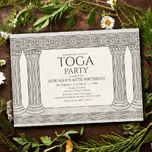 Ancient History Birthday Party Invite with columns