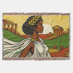 Ancient Inspired Female Portrait Throw Blanket