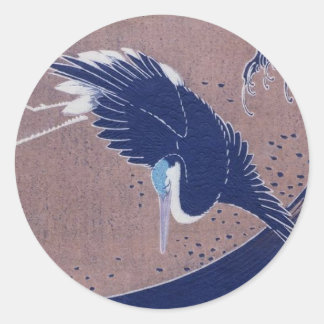 Ancient Japanese Bird Painting, c. 1830's Classic Round Sticker