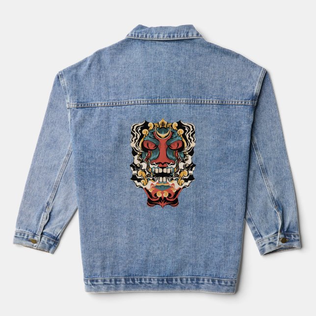Ancient Japanese Devil Art Denim Jacket (Back)