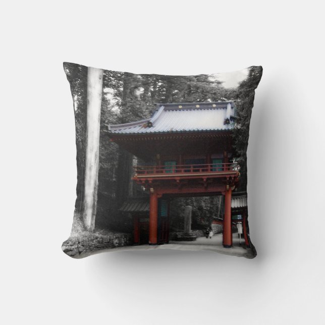 Ancient Japanese Gate Throw Pillow (Front)