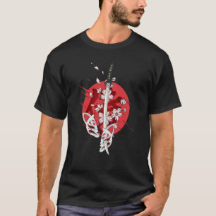 Ancient Japanese Samurai Katana Sword Cherry Bloss T-Shirt