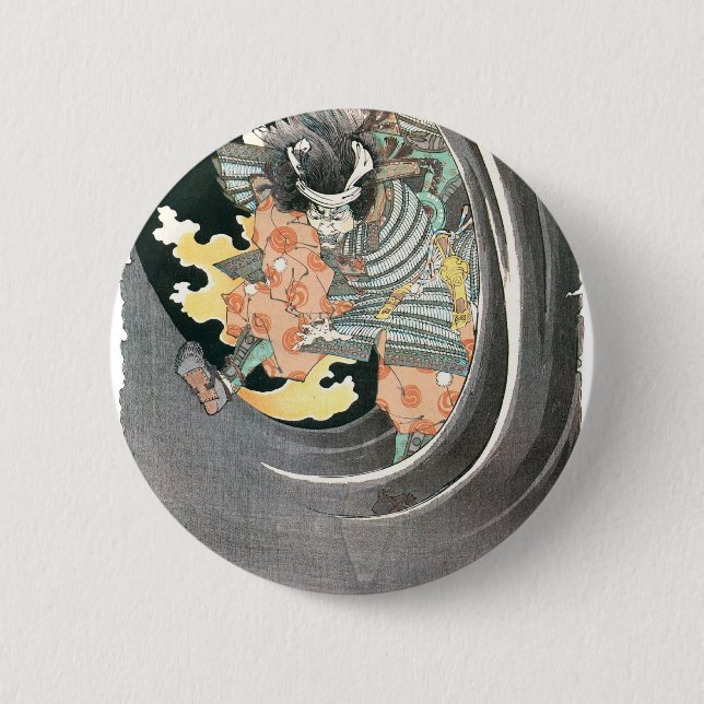 Ancient Japanese Samurai Painting 2 Inch Round Button (Front)