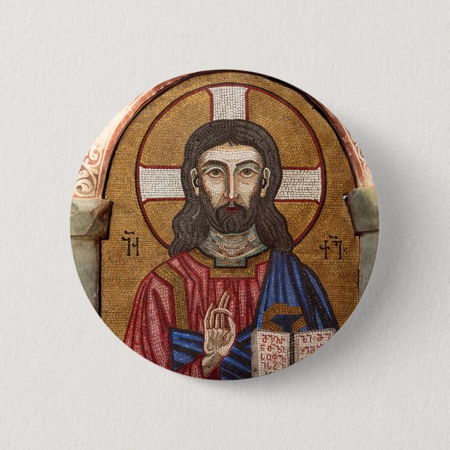 Ancient Jesus Mosaic 2 Inch Round Button (Front)