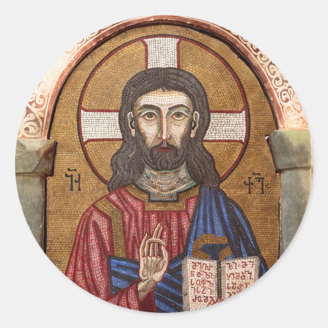 Ancient Jesus Mosaic Classic Round Sticker (Front)
