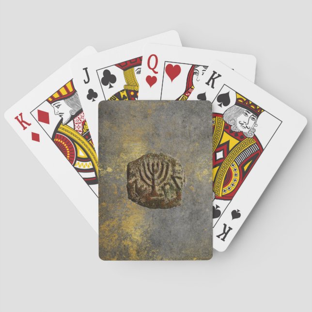 Ancient Jewish Coin Grungy Playing Cards (Back)