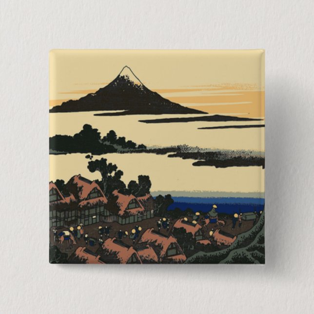 Ancient Kai province | Katsushika Hokusai drawing 2 Inch Square Button (Front)