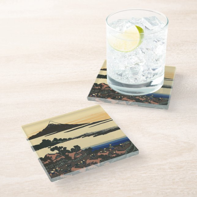 Ancient Kai province | Katsushika Hokusai drawing Glass Coaster (Angled)