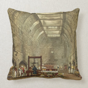Ancient Kitchen, Windsor Castle, engraved by Willi Throw Pillow