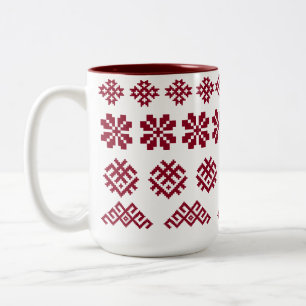 Ancient Latvian symbols Sun Moon Star Jumis Two-Tone Coffee Mug