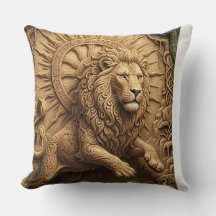 Ancient Lion Capital Art Throw Pillow