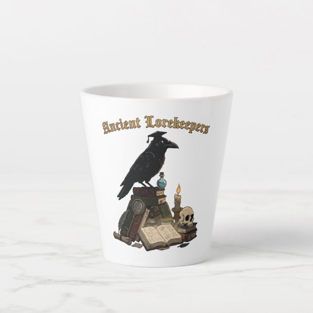Ancient Lorekeeper Raven | Dark Academia Gothic  Latte Mug (Front)