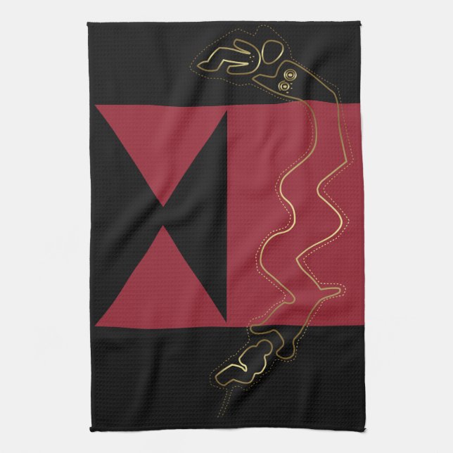 Ancient Man - Tribal Art Kitchen Towel (Vertical)