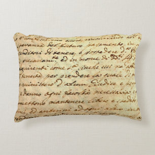Ancient manuscript of 1700 century written in ink accent pillow