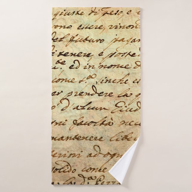 Ancient manuscript of 1700 century written in ink  bath towel (Bath Towel)