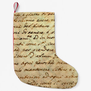Ancient manuscript of 1700 century written in ink  small christmas stocking