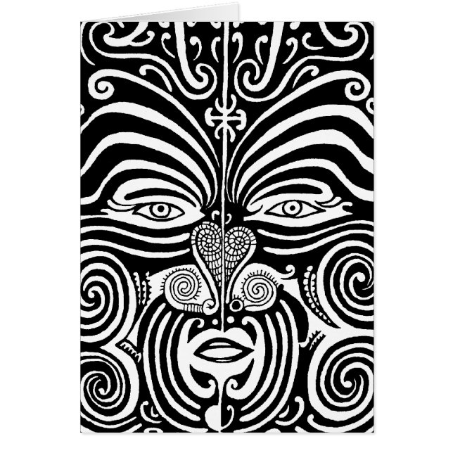Ancient Maori Moko tribal tattoo design. (Front)
