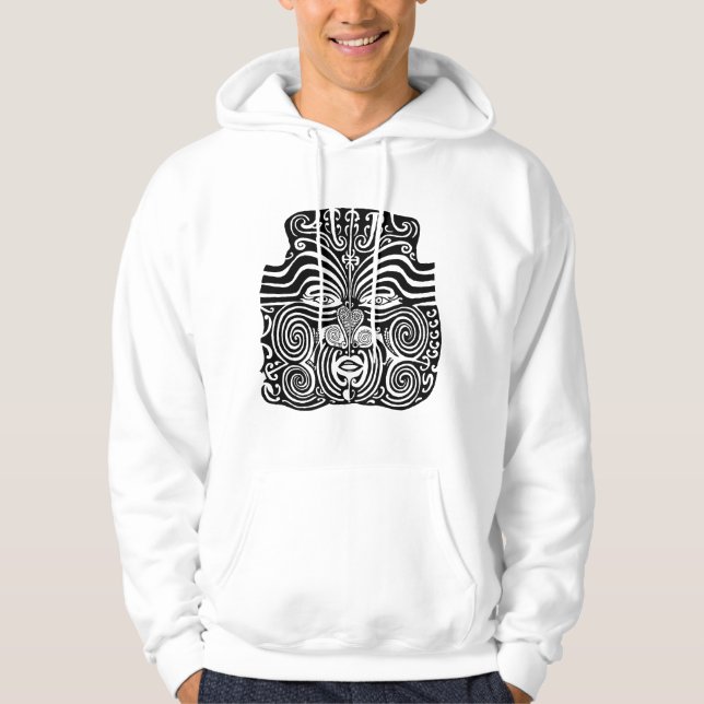Ancient Maori Moko tribal tattoo design. Hoodie (Front)