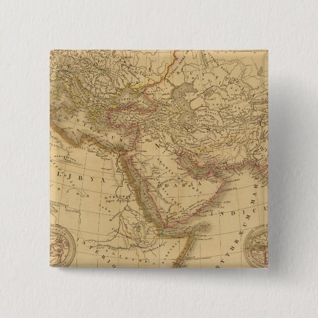 Ancient Map 2 Inch Square Button (Front)