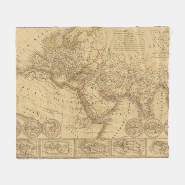 Ancient Map Fleece Blanket (Front (Horizontal))