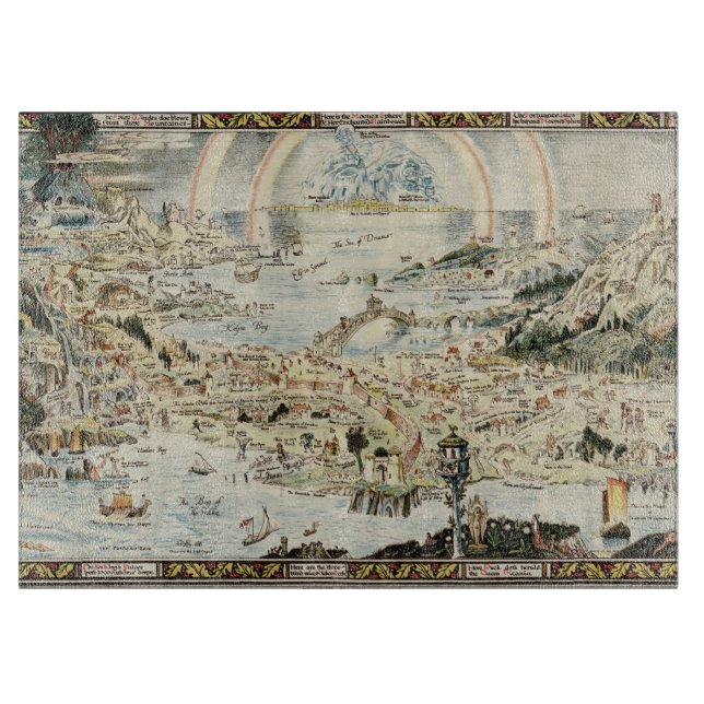 Ancient map of Fairyland by Bernard Sleigh Cutting Board (Front)