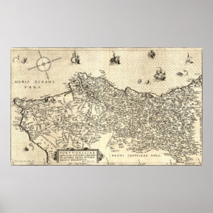 Ancient Map of Portugal Poster