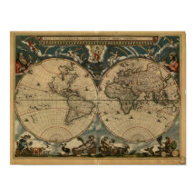 Ancient Map of the World - 1664