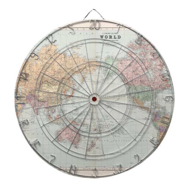 Ancient map of the world dartboard (Front)
