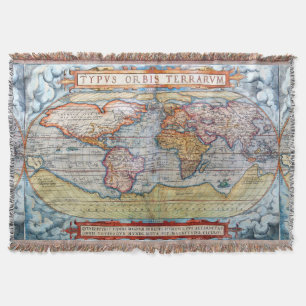 Ancient Map Of The World Rugs Throw Blanket