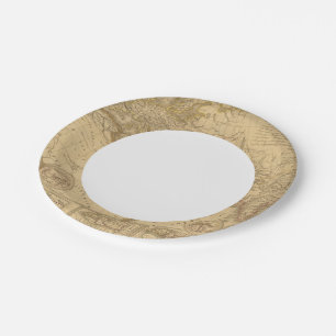 Ancient Map Paper Plate