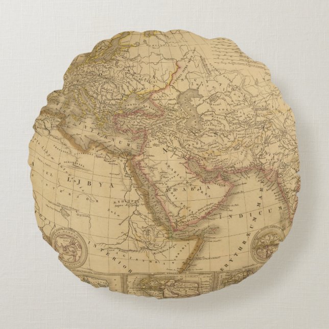 Ancient Map Round Pillow (Front)