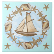 Ancient Mariner sailboat Tile