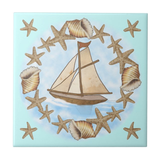Ancient Mariner sailboat Tile (Front)
