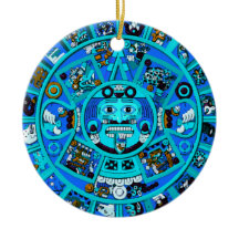 Ancient Mayan Aztec Symbol in Blue