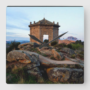 ancient medieval church square wall clock