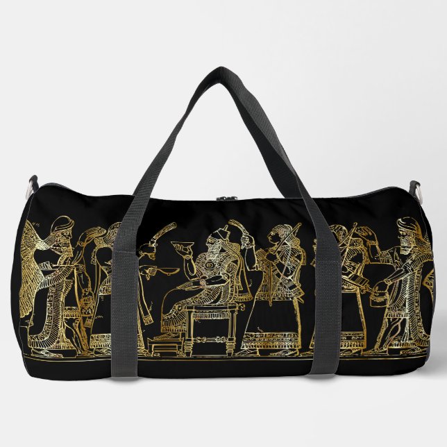Ancient Mesopotamian Gold Relief Duffle Bag (Front)