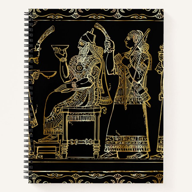 Ancient Mesopotamian Gold Relief Notebook (Front)