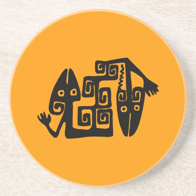 Ancient Mexican Art Sandstone Coaster (Front)