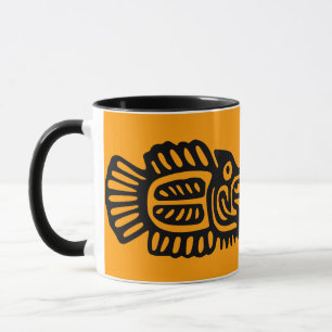 Ancient Mexican Fish Motif Ceramic Mug