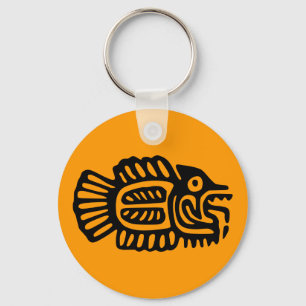 Ancient Mexican Fish Motif Key Chain