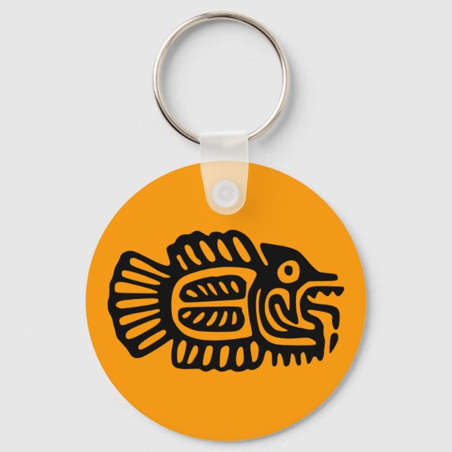 Ancient Mexican Fish Motif Key Chain (Front)