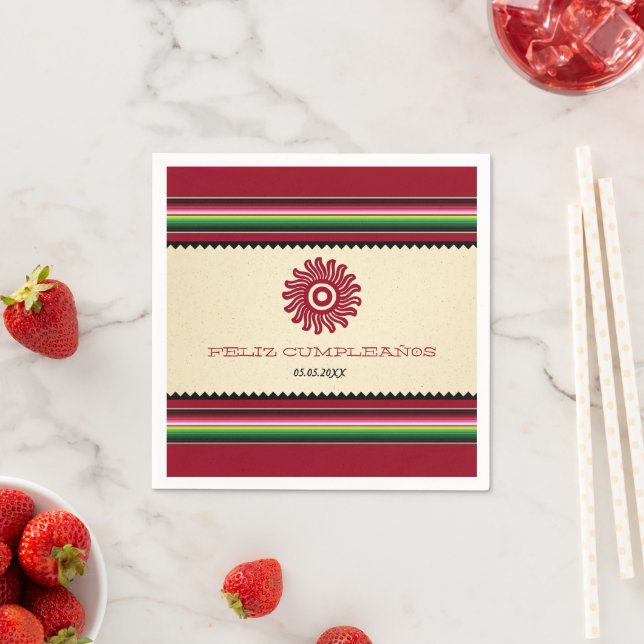 Ancient Mexican Sun Serape Cinco de Mayo Party Napkin (Insitu)