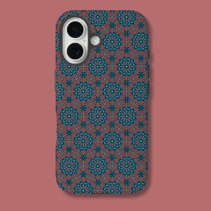 Ancient Mosaic Geometric Floral Pattern iPhone 16 Case